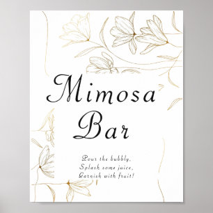 Gold Flower Mimosa Bar Plakat Schild
