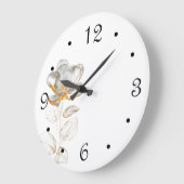 Gold Flower Numbers Große Wanduhr (Winkel)
