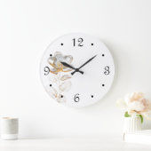 Gold Flower Numbers Große Wanduhr (Zuhause)