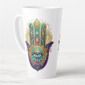 Gold Flower Petals Hamsa Turquoise Third Eye Milchtasse (Linke Ecke)