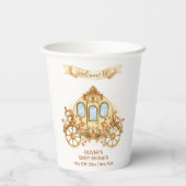 Gold Flower Prince Carriage Baby Shower Welcome Pappbecher (Rückseite)