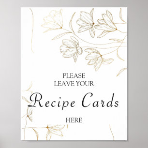 Gold Flower Rezeptkarten Poster Schild