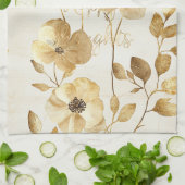 Gold Flowers Inspirational Happy Thoughts Geschirrtuch (Gefaltet)