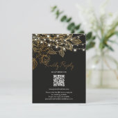 Gold Flowers String Lights Wedding RSVP Karte (Stehend Vorderseite)