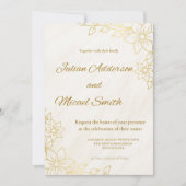 Gold Flowery Wedding invitation Einladung (Vorderseite)