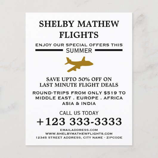 Gold Flugzeug Icon, Airline Advertising Flyer (Vorne)