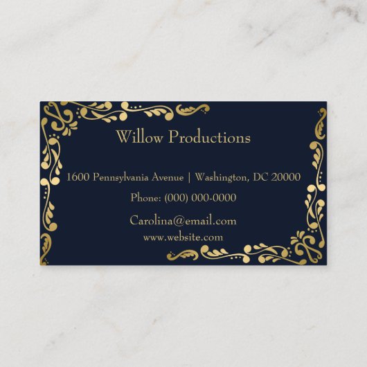 Gold Fock Peacock Corner Blu Visitenkarte (Rückseite)