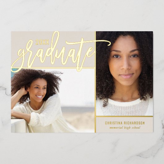 Gold Foil 2 Foto Abschluss Ankündigung (Vorderseite)