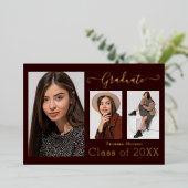 Gold Foil 3 Foto Moderne Kalligraphie Bgy Grad Car Folieneinladung (Stehend vorne)