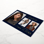 Gold Foil 3 Foto Moderne Kalligraphie Blu Grad Car Folieneinladung (Gedreht)