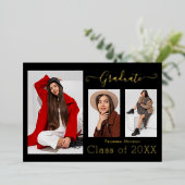 Gold Foil 3 Foto Moderne Kalligraphie BxW Grad Car Folieneinladung (Stehend vorne)