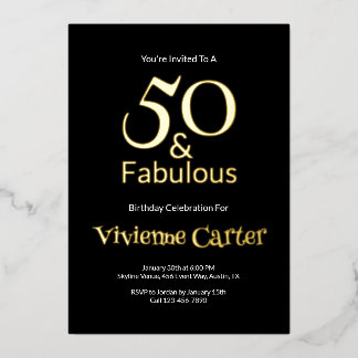 Gold Foil 50 and Fabulous 50th Birthday Party Folieneinladung