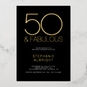 Gold Foil 50 and Fabulous 50th Birthday Party Folieneinladung (Vorderseite)