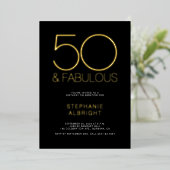 Gold Foil 50 and Fabulous 50th Birthday Party Folieneinladung (Stehend vorne)
