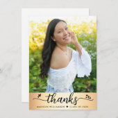 Gold Foil Abschluss Foto Moderne Skriptherzen Dankeskarte (Vorne/Hinten)