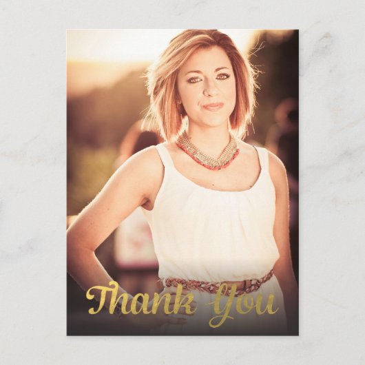 Gold Foil Abschluss Grad Danke Foto Postcard Postkarte (Vorderseite)