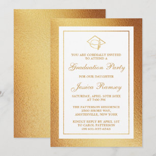 Gold Foil Abschluss Hat Graduation Party Einladung