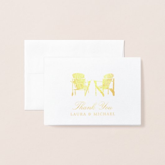 Gold Foil Adirondack Beach Stühle | Hochzeit Folienkarte (Vorderseite mit Umschlag)