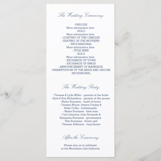 Gold Foil Anchor Navy Hochzeitsprogramme Programm (Rückseite)