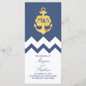 Gold Foil Anchor Navy Hochzeitsprogramme Programm (Vorderseite)