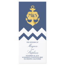 Gold Foil Anchor Navy Hochzeitsprogramme