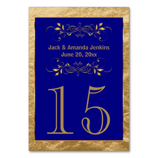 Gold Foil and Blue - Tischnummer (Vorderseite)