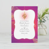 Gold Foil Arabian Bollywood QR Code UAWG Wedding Einladung (Stehend Vorderseite)