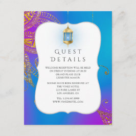 Gold Foil Arabian Bollywood Wedding Guest Details Begleitkarte