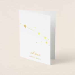 Gold Foil ARIES Zodiac Sign Constellation Folienkarte