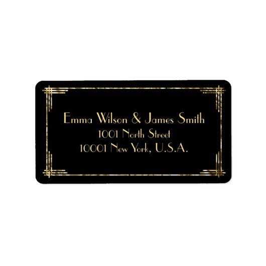 Gold Foil Art Deco Great Gatsby Address Labels Adressaufkleber (Vorne)