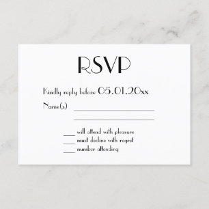 Gold Foil Art Deco Hochzeit RSVP Karten schwarz