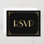 Gold Foil Art Deco Hochzeit RSVP Postkarten (Vorne/Hinten)