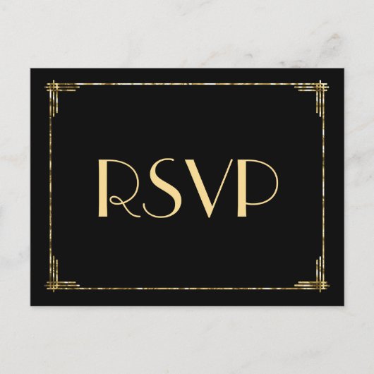 Gold Foil Art Deco Hochzeit RSVP Postkarten (Vorderseite)