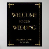 Gold Foil Art Deco Hochzeitsempfang 24x30 Poster (Vorne)