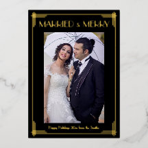 Gold Foil Art Deco Verheiratet & Frohe Weihnachtsk