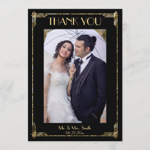 Gold Foil Art Deco Vielen Dank für Ihre Hochzeitsk Dankeskarte