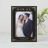 Gold Foil Art Deco Vielen Dank für Ihre Hochzeitsk Dankeskarte (Stehend Vorderseite)