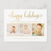 Gold Foil Baby 1. Weihnachts Foto Postcard Postkarte (Vorderseite)