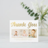 Gold Foil Baby Vielen Dank Foto Frame Postcard Postkarte (Stehend Vorderseite)