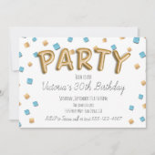 Gold Foil Ballon Letters Party Einladungen (Vorderseite)