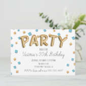 Gold Foil Ballon Letters Party Einladungen (Stehend Vorderseite)