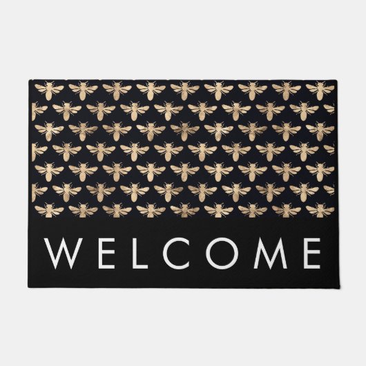 Gold Foil Bee Print Welcome Mat Fußmatte (Vorderseite)