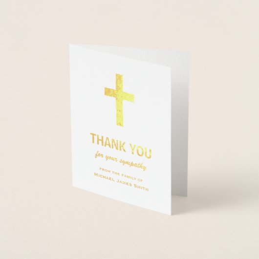 Gold Foil Beileid Dankeschön Card mit Cross Folienkarte (Vorderseite)