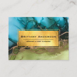 Gold Foil Black Aquamarin Green Ethereary Custom B Visitenkarte