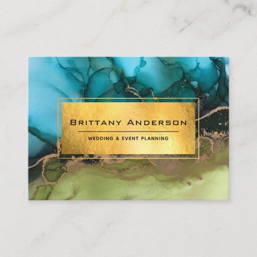 Gold Foil Black Aquamarin Green Ethereary Custom B Visitenkarte (Vorderseite)