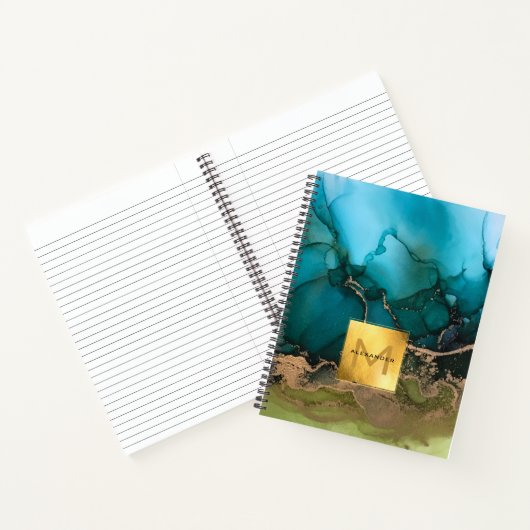 Gold Foil Black Aquamarin Monogram Notebook Notizblock (Innenseite)
