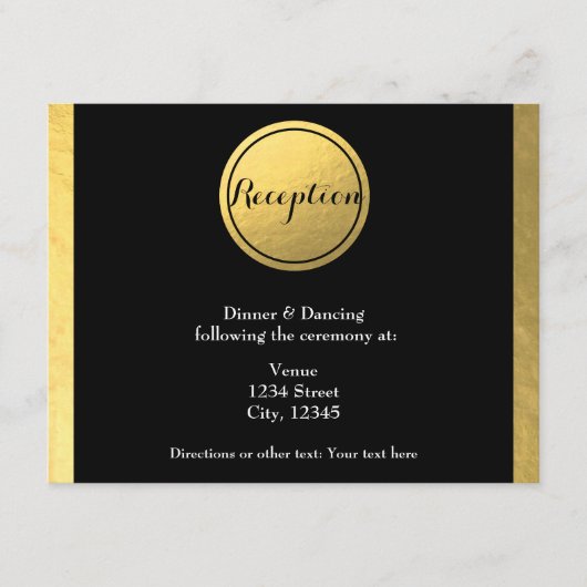 Gold Foil & Black Circle Wedding Card Begleitkarte (Vorderseite)