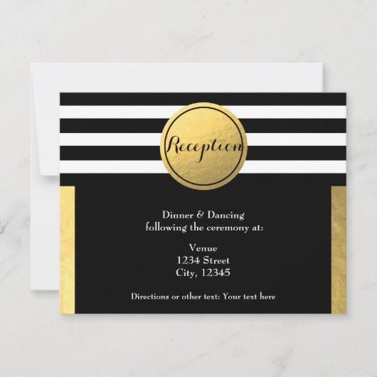 Gold Foil & Black Circle Wedding Card Einladung (Vorderseite)