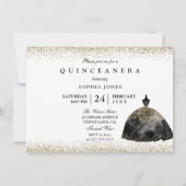 Gold Foil Black Dress Quinceanera Einladung (Rückseite)