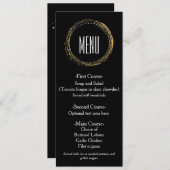 "Gold Foil & Black Glamour Circle Chic"-Karte Menükarte (Vorne/Hinten)